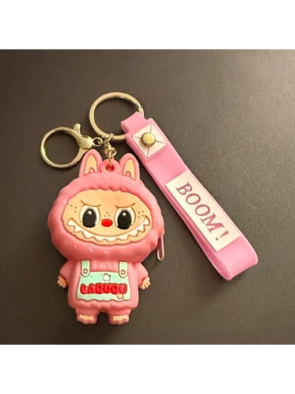 Labubu Pink Keychain Mini zip coin purse keychain Bag Charm